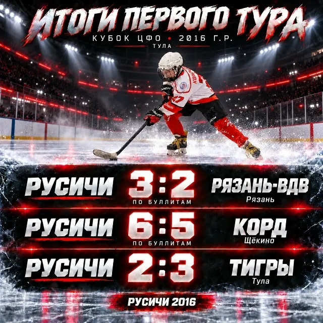 🏒 ПЕРВЫЙ ТУР — ПЕРВЫЕ ПОБЕДЫ «РУСИЧЕЙ 2016»! Три напряжённых матча, две...